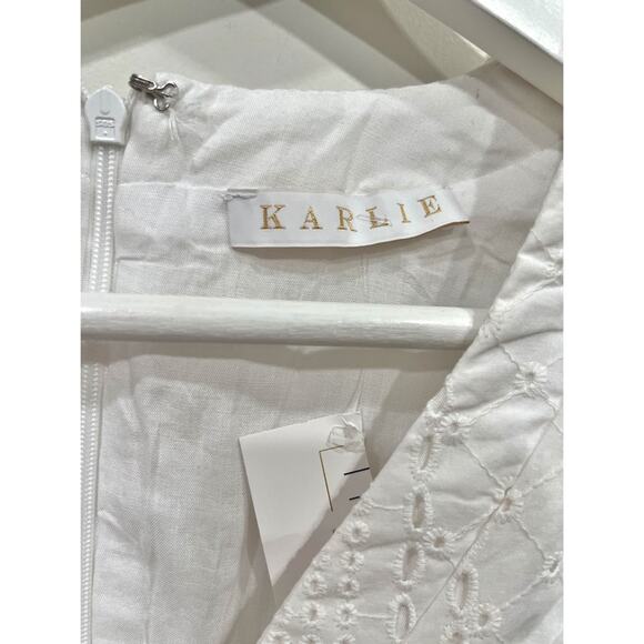 NWT Karlie Santorini Eyelet Faux Wrap Mini Dress - Picture 6 of 12